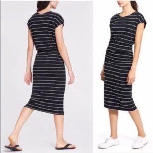 Athleta - Horizons Black & White Striped Midi Dress - Size Medium